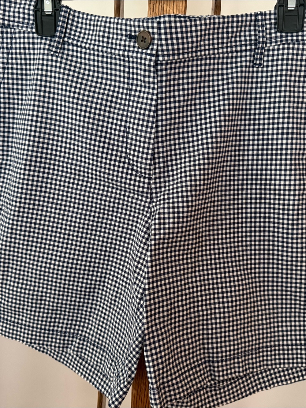 Talbots Navy and White Gingham Flat-Front Shorts